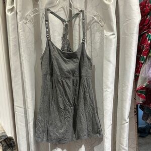 Gray Women's Nursing Strappy Top with Lace Detail